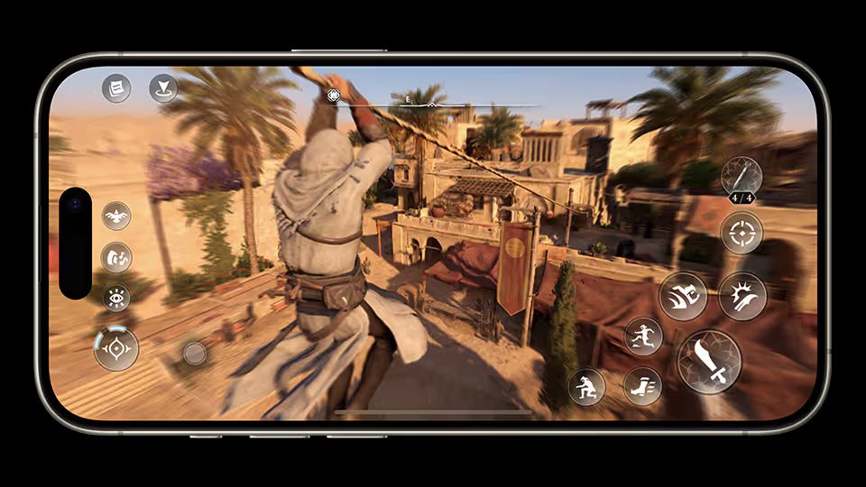 Assassin's Creed Mirage screenshot on iPhone 15 Pro